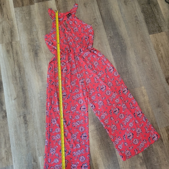New Directions Red Cut Out Pleated Jumpsuit - Picture 9 of 15
